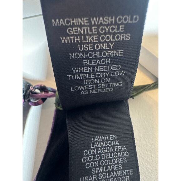 Bisou Bisou Size XS Ruffled Halter Top Colorful Black Pink Y2K Tropical Vacation - Picture 8 of 11